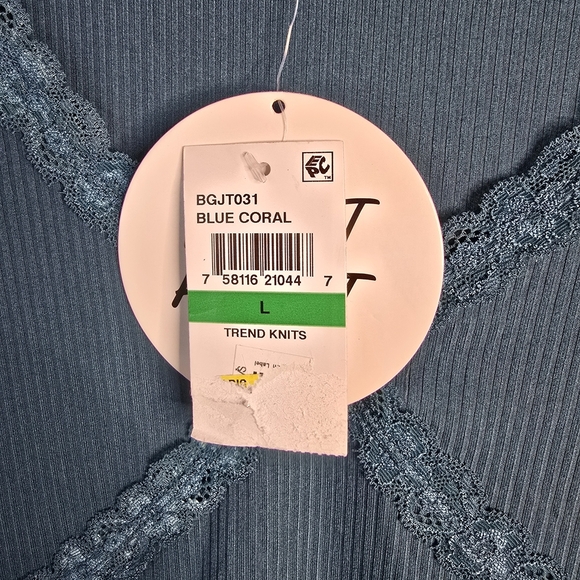 NWT Planet Heart Teal Shortsleeve Lace Detail Causal Vneck Top Womens Size Large - Picture 4 of 5